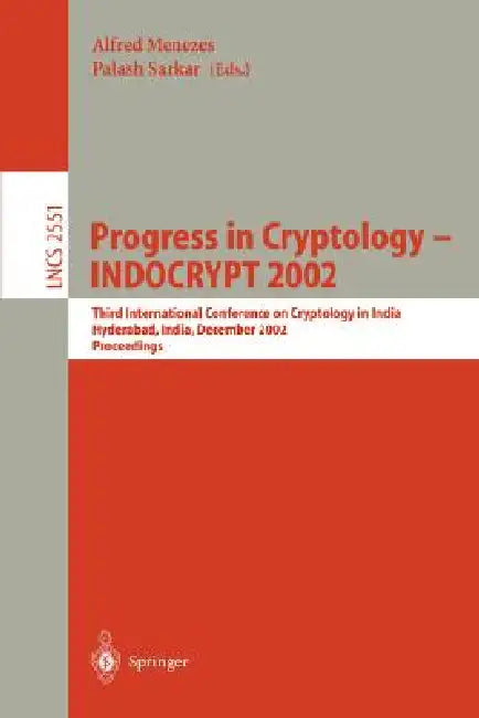 Progress in Cryptology - Indocrypt 2002 (English, Alfred Menezes | Palash Sarkar)