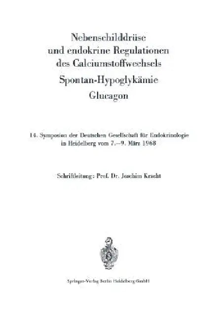 Nebenschilddrüse Und Endokrine Regulationen Des Calciumstoffwechsels (English, Joachim Kracht)