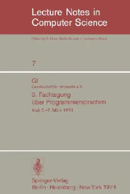 GI - 3. Fachtagung Über Programmiersprachen (English, B. Schlender | W. Frielinghaus)