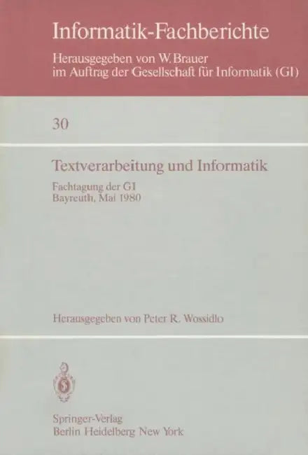 Textverarbeitung Und Informatik (English, P. R. Wossidlo)