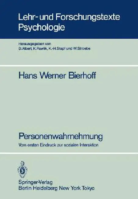 Personenwahrnehmung (English, Hans Werner Bierhoff)