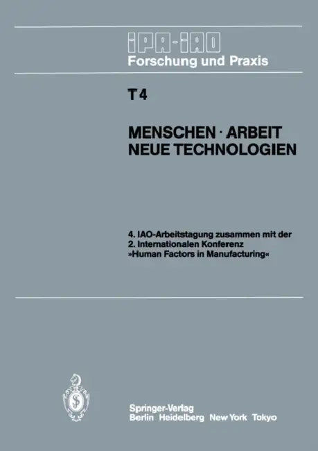 Menschen - Arbeit Neue Technologien (English, H. -J Bullinger)