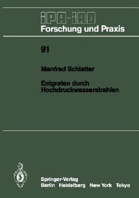 Entgraten Durch Hochdruckwasserstrahlen (English, Manfred Schlatter)