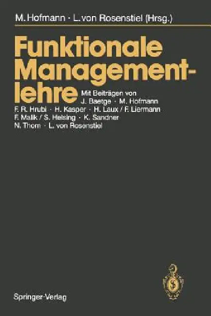 Funktionale Managementlehre (English, Michael Hofmann | J. Baetge | Lutz V. Rosenstiel)