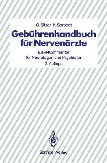 Gebührenhandbuch Für Nervenärzte (English, G. Sitzer | K. Sproedt)