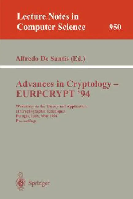 Advances in Cryptology - Eurocrypt '94 (English, Alfredo DeSantis)