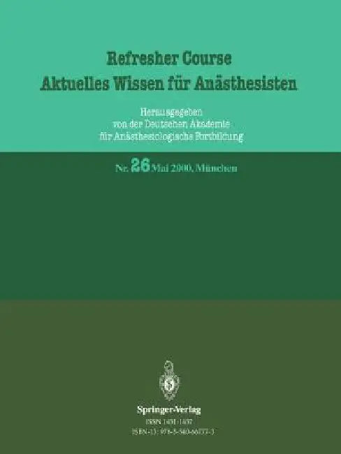 Refresher Course Aktuelles Wissen Für Anästhesisten (English, Reinhard Purschke)