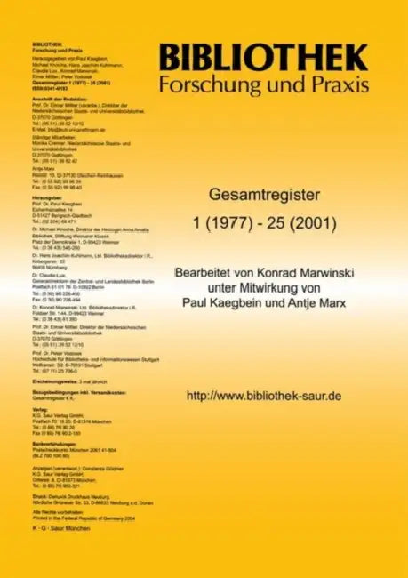 Bibliothek - Forschung Und Praxis (English, Not Available (NA))