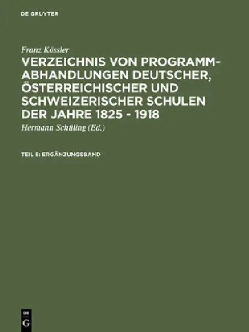 Ergänzungsband (English, Franz Kössler)