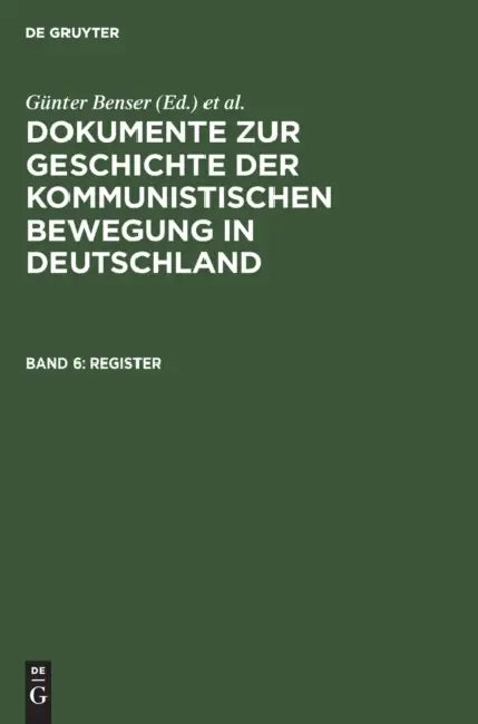 Register (English, Günter (EDT)/ Krusch, Hans-Joachim (CON)/ Meusel, Hans (CON) Benser)