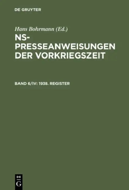 1938. Register (English, Claudia Bartels | Heike Fortmann-Petersen | Karen Peter)