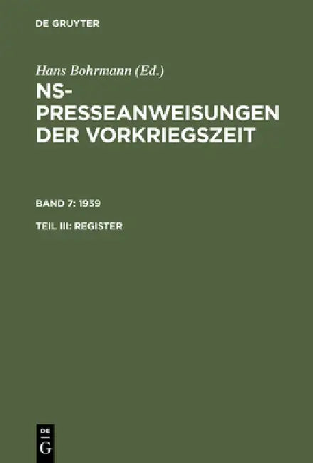 1939. Register (English, Claudia Bartels | Heike Fortmann-Petersen | Karen Peter)