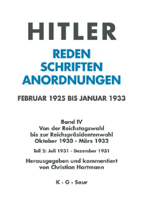Juli 1931 - Dezember 1931 (English, Christian Hartmann)