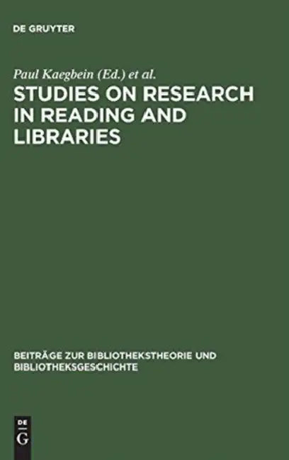 Studies on Research in Reading and Libraries (English, Paul Kaegbein | Peter Vodosek | Peter Zahn)