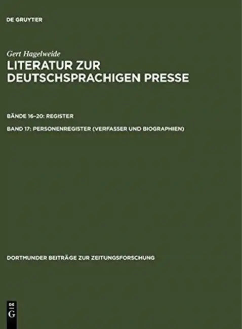 Personenregister (Verfasser Und Biographien ) (English, Gert Hagelweide)