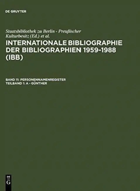 International Bibliography of Bibliographies 1959-88 (English, Käthe (ADP)/ Walravens, Hartmut (EDT) Not Available (NA)/ Schmiedecke)