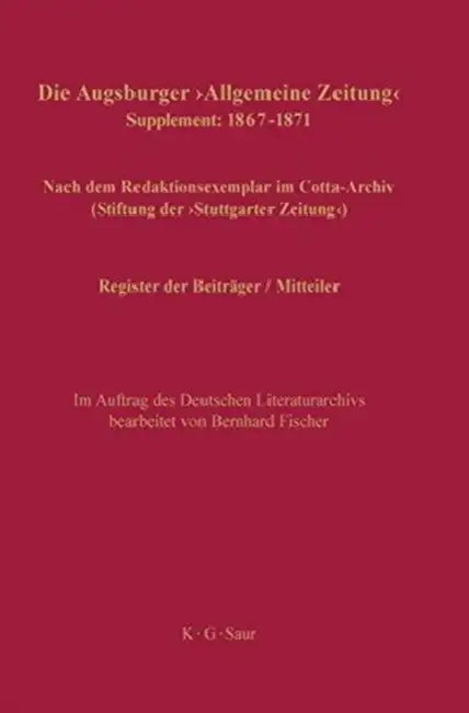 Register der Beiträger / Mitteiler (English, Bernhard Fischer)