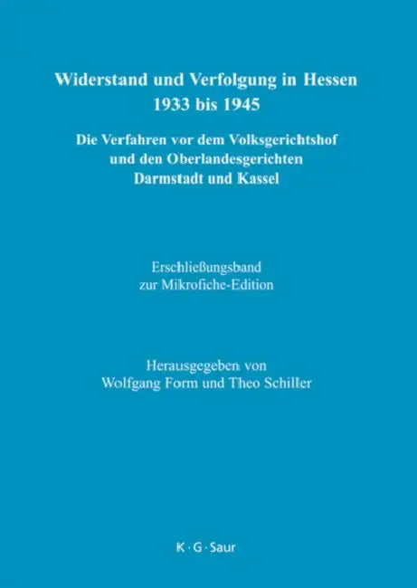 Erschlieungsband Zur Mikrofiche-Edition (English, Wolfgang Form | Theo Schiller)