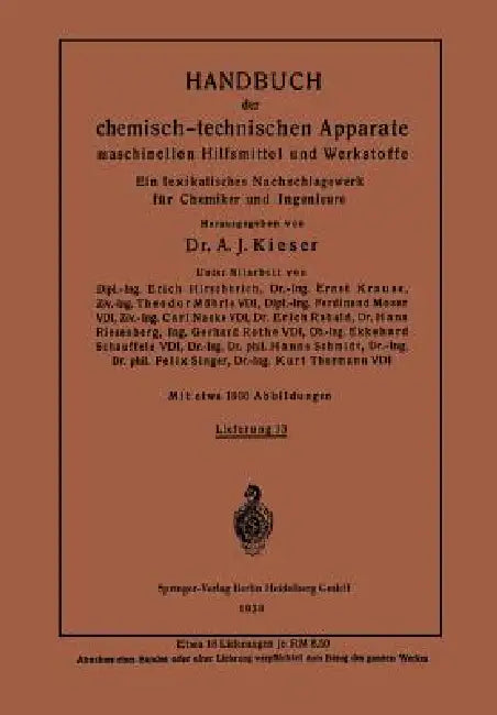 Handbuch Der Chemisch-Technischen Apparate Maschinellen Hilfsmittel Und Werkstoffe (English, Kurt Krause | A. J. Kieser)