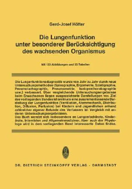 Die Lungenfunktion Unter Besonderer Berücksichtigung Des Wachsenden Organismus (English, Gerd-Josef Hötter | K. Simon)