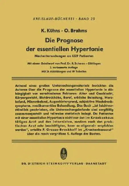 Die Prognose Der Essentiellen Hypertonie (English, Klaus Kühns | R. Schoen | Otto Brahms)