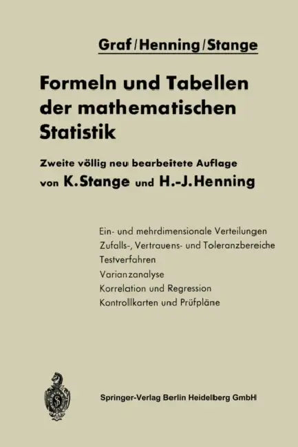 Formeln Und Tabellen Der Mathematischen Statistik (English, Na Graf | Kurt Stange | Hans-Joachim Henning)