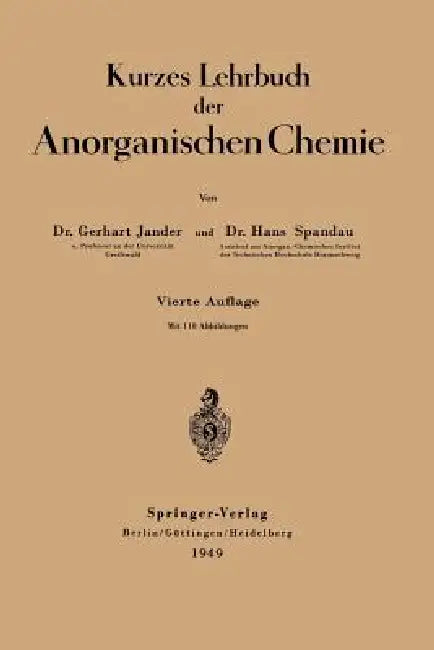 Kurzes Lehrbuch Der Anorganischen Chemie (English, Gerhart Jander | Hans Spandau)
