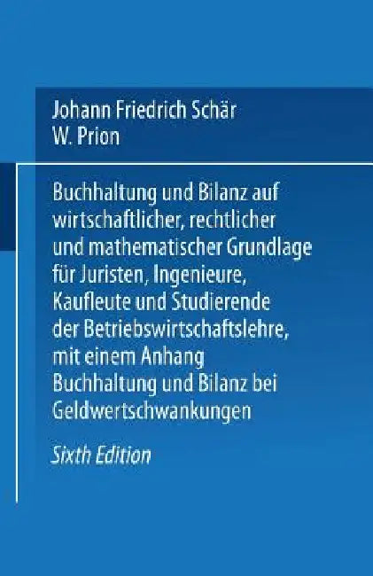 Buchhaltung Und Bilanz (English, Johann Friedrich Schär | W. Prion)