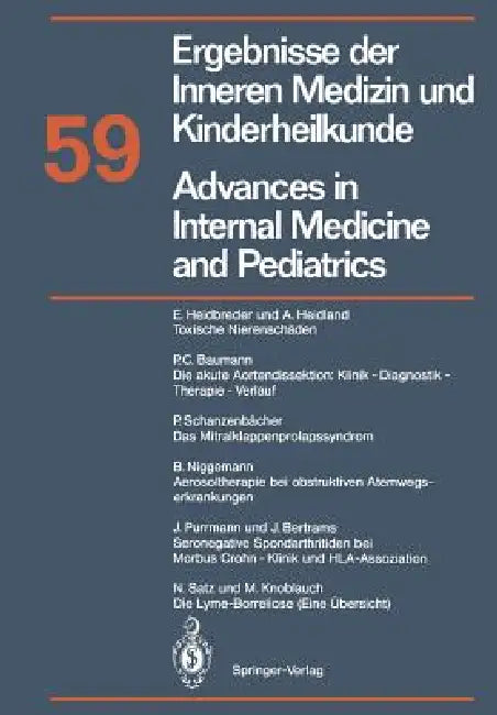 Advances in Internal Medicine and Pediatrics / Ergebnisse Der Inneren Medizin Und Kinderheilkunde (English, E. Heidbreder | A. Heidland | P. C. Baumann)