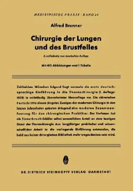 Chirurgie Der Lungen Und Des Brustfelles (English, Alfred Brunner)