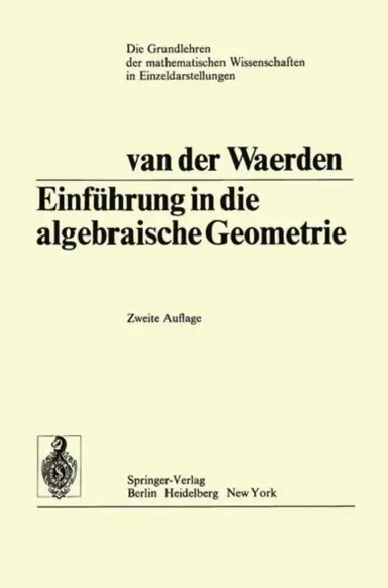 Einführung in Die Algebraische Geometrie (English, Bartel Leendert Van Der Waerden)