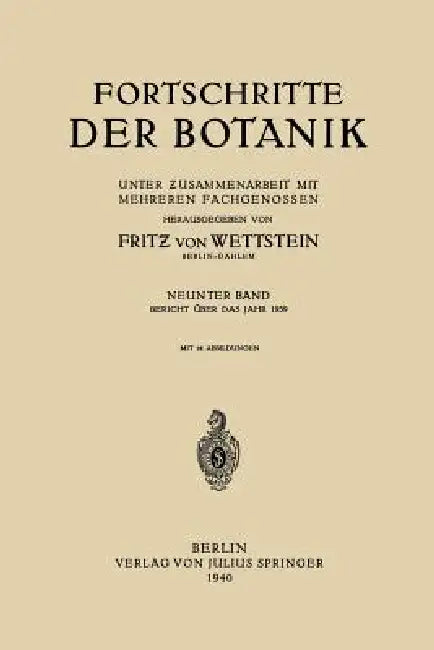 Fortschritte Der Botanik (English, Fritz Von Wettstein)