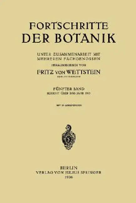 Fortschritte Der Botanik (English, Fritz Von Wettstein)