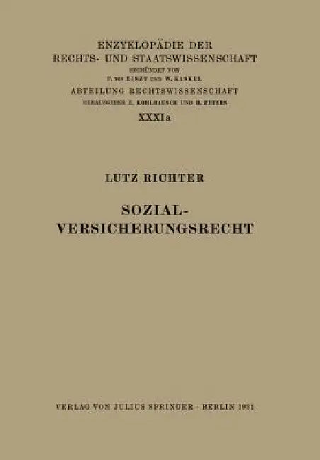 Sozialversicherungsrecht (English, Lutz Richter | Eduard Kohlrausch | Walter Kaskel)
