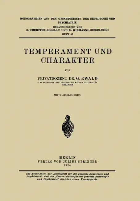 Temperament Und Charakter (English, G. Ewald | O. Foerster | K. Wilmanns)