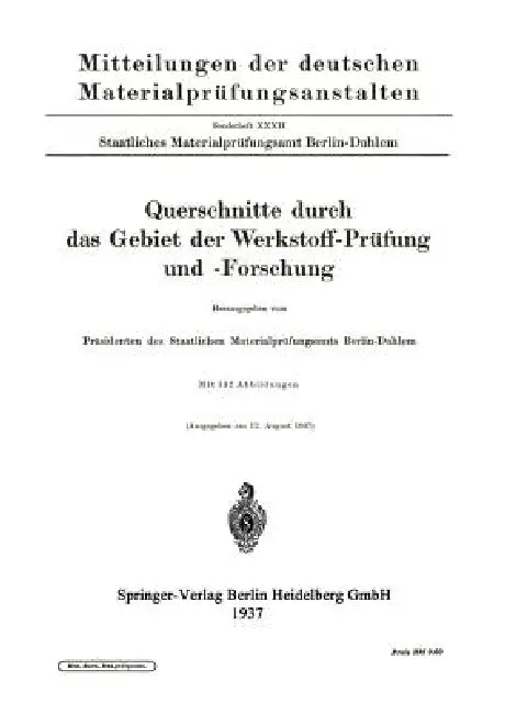 Querschnitte Durch Das Gebiet Der Werkstoff-Prüfung Und -Forschung (English, Kenneth A. Loparo)