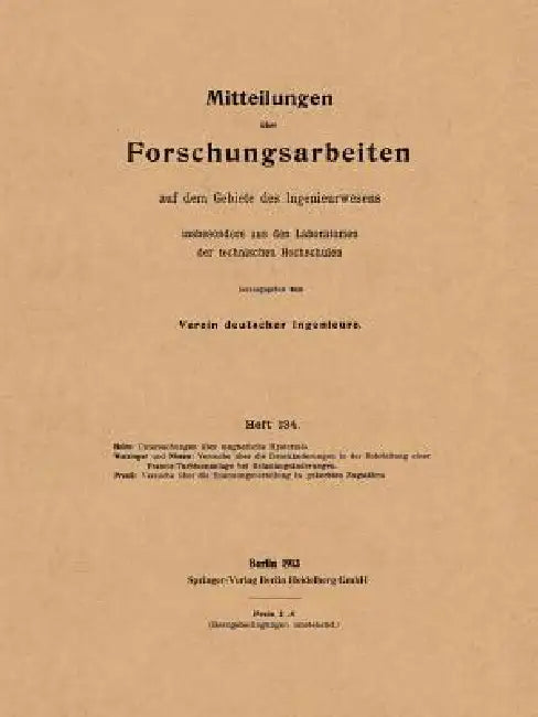 Mitteilungen Über Forschungsarbeiten (English, Fritz Holm | A. Watzinger | Oscar Nissen)