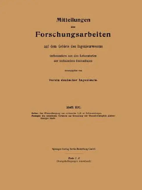 Mitteilungen Über Forschungsarbeiten Auf Dem Gebiete Des Ingenieurwesens (English, Heinrich Gröber | Richard Poensgen)
