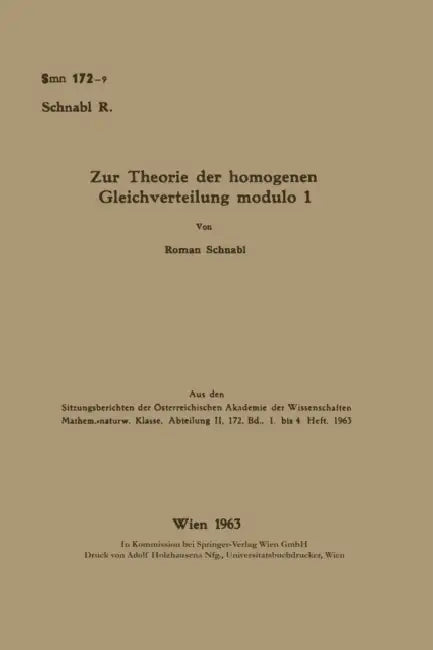 Zur Theorie der homogenen Gleichverteilung modulo 1 (English, Roman Schnabl)