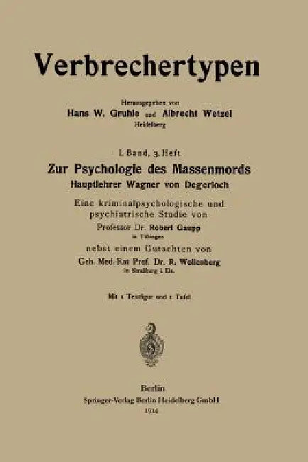 Zur Psychologie Des Massenmords (English, Robert Eugen Gaupp | Robert Wollenberg)