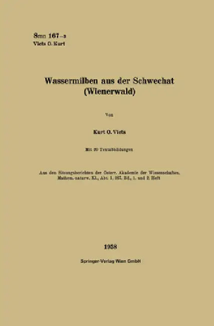 Wassermilben aus der Schwechat (Wienerwald) (English, Kurt Otto Viets)