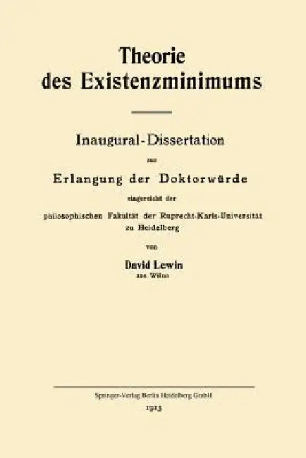 Theorie Des Existenzminimums (English, David Lewin)