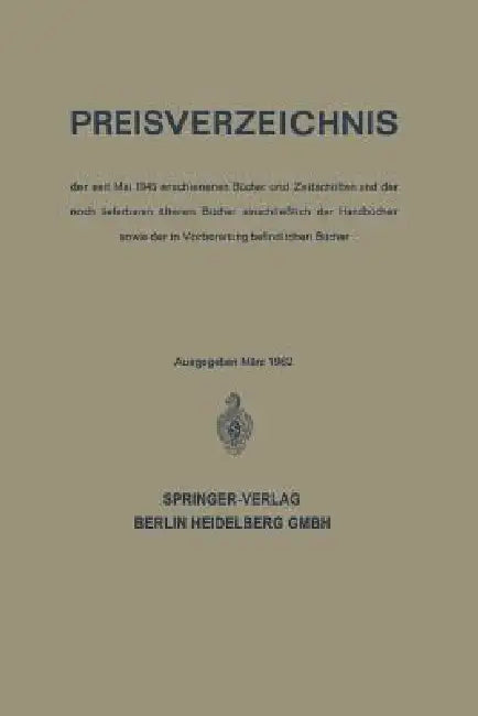 Preisverzeichnis (English, Springe Springer)