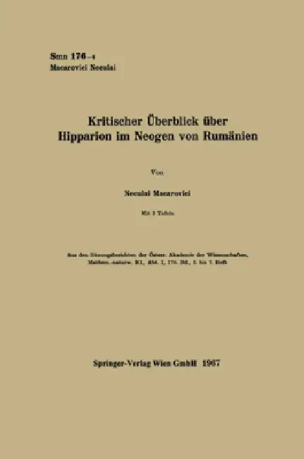 Kritischer Überblick über Hipparion im Neogen von Rumänien (English, Neculai Macarovici)