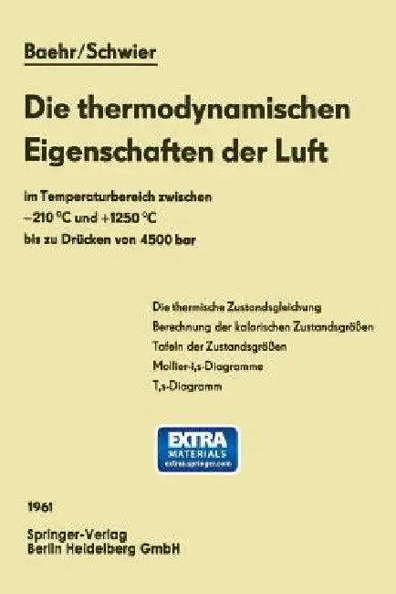 Die Thermodynamischen Eigenschaften Der Luft (English, Hans Dieter Baehr | Klaus Schwier)