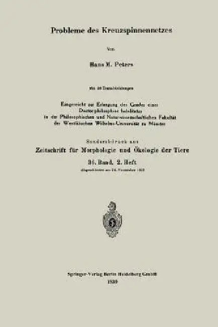 Probleme Des Kreuzspinnennetzes (English, Hans M. Peters)