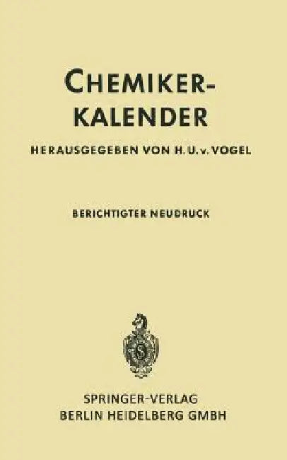 Chemiker-Kalender (English, Hans Ulrich Von Vogel)