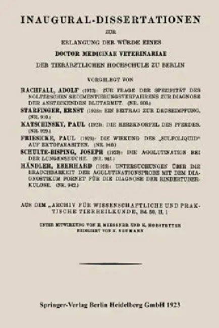 Zur Frage Der Spezifität Des Noltzeschen Sedimentierungsverfahrens Zur Diagnose Der Ansteckenden Blu (English, Adolf Rachfall)