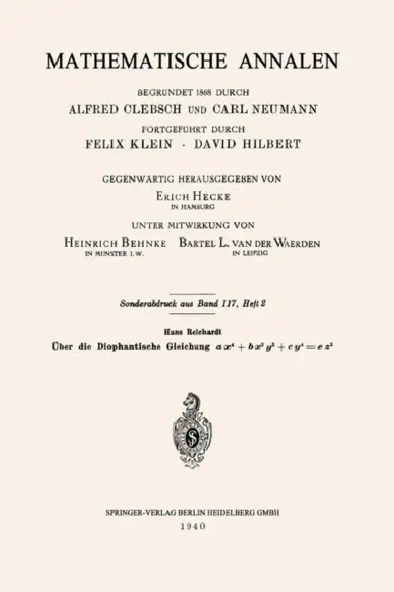 Über Die Diophantische Gleichung Ax4+bx2y2+cy4=ez2 (English, Hans Reichardt)