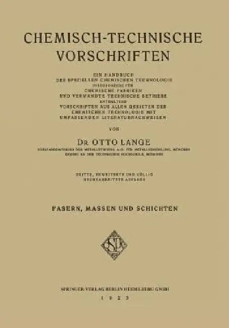 Chemisch-Technische Vorschriften (English, Otto Lange)